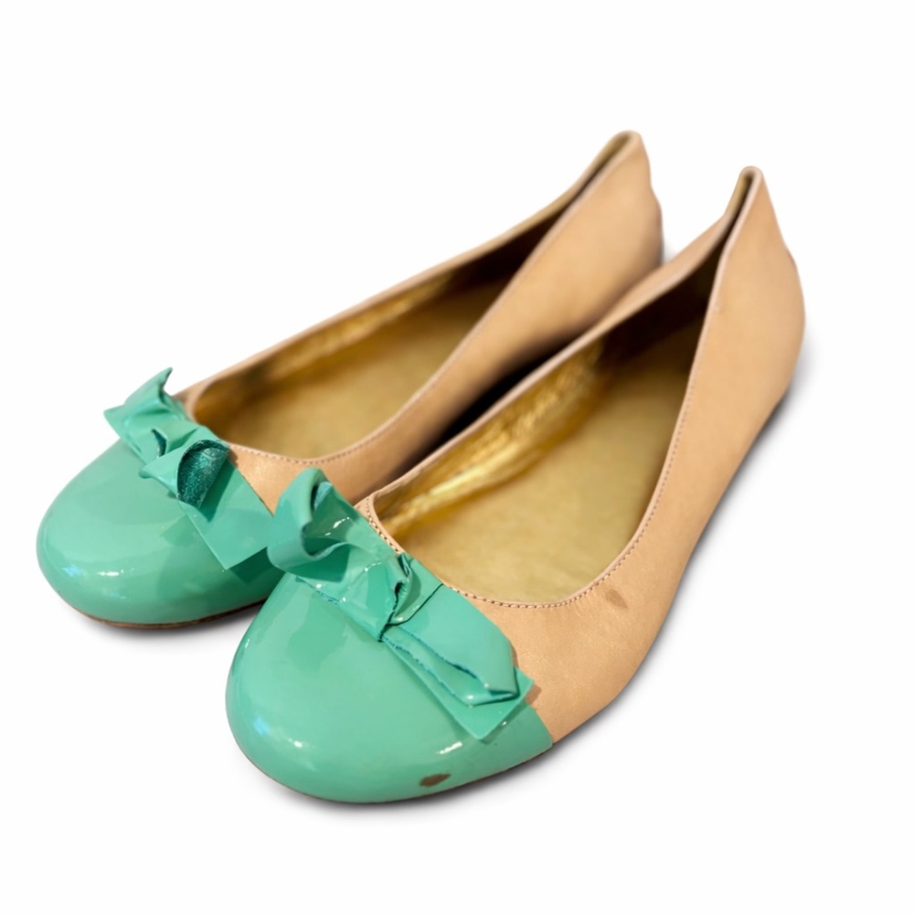 Kate Spade Women’s Nude Beige / Green Ballet Flats Size 9.5